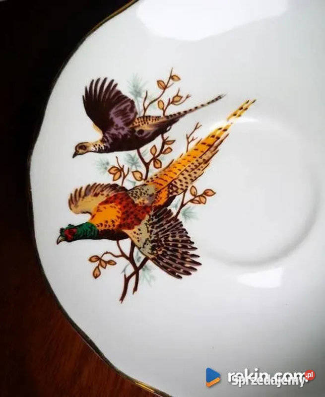 Z bażantami talerzyk deserowy z białej Porcelana i szkło Gdańsk