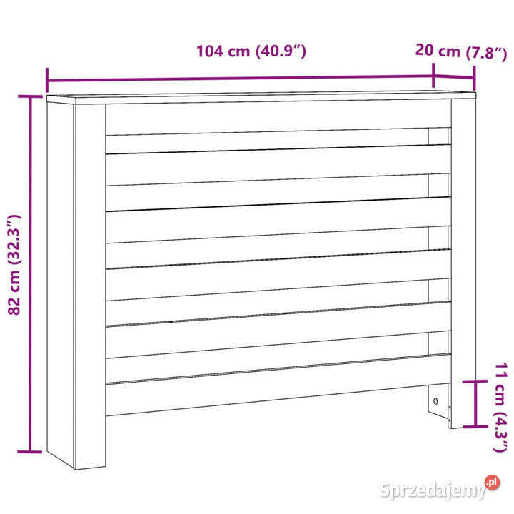 Osłona na grzejnik biała 104x20x82 materiał mazowieckie