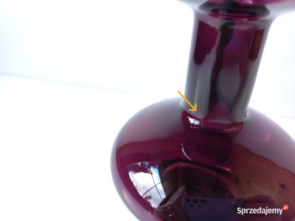 Świecznik Huta Alicja kolorowe szkło PRL Dąbrowa Górnicza