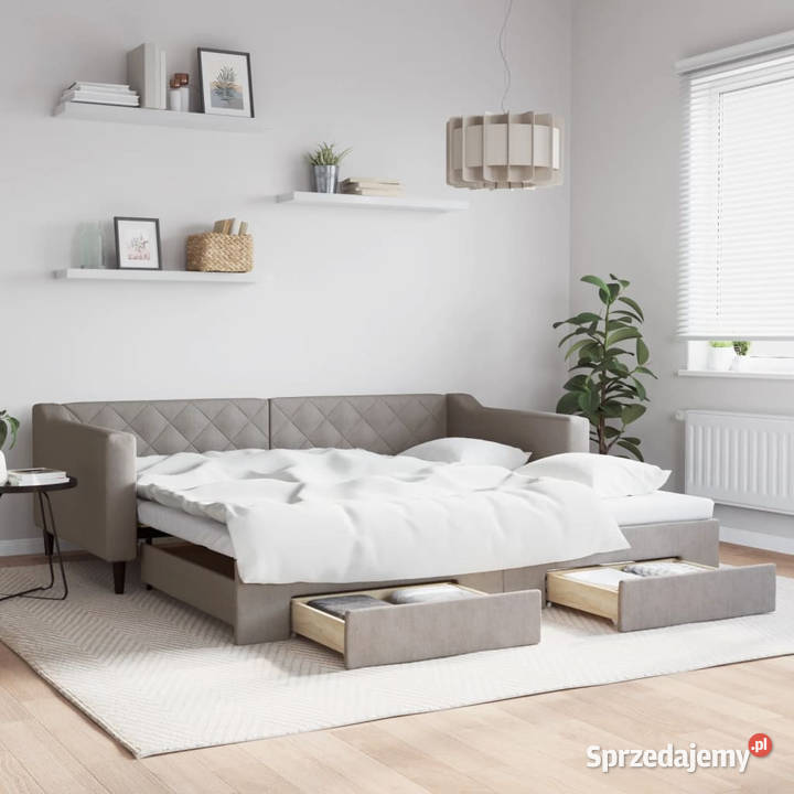 Sofa rozsuwana z szufladami taupe tkanina Warszawa
