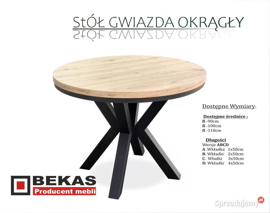Okrągły Stół Gwiazda fi 110 rozkładany do 250 Czerwionka-Leszczyny