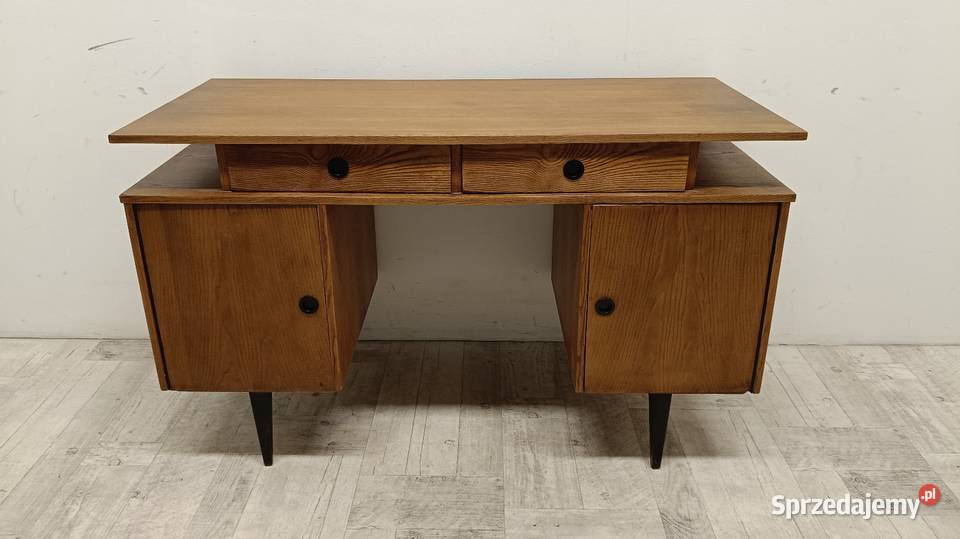 biurko PRL dwustronne vintage design z Radomsko