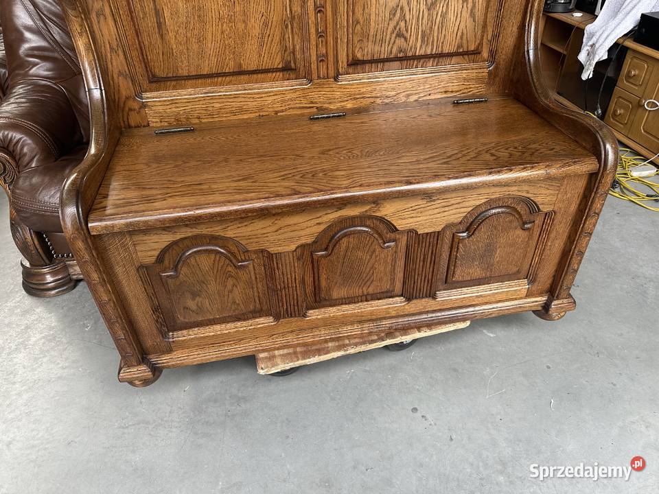 Masywna ciężka dębowa ławka skrzynia 120 Sławoszewek sprzedam