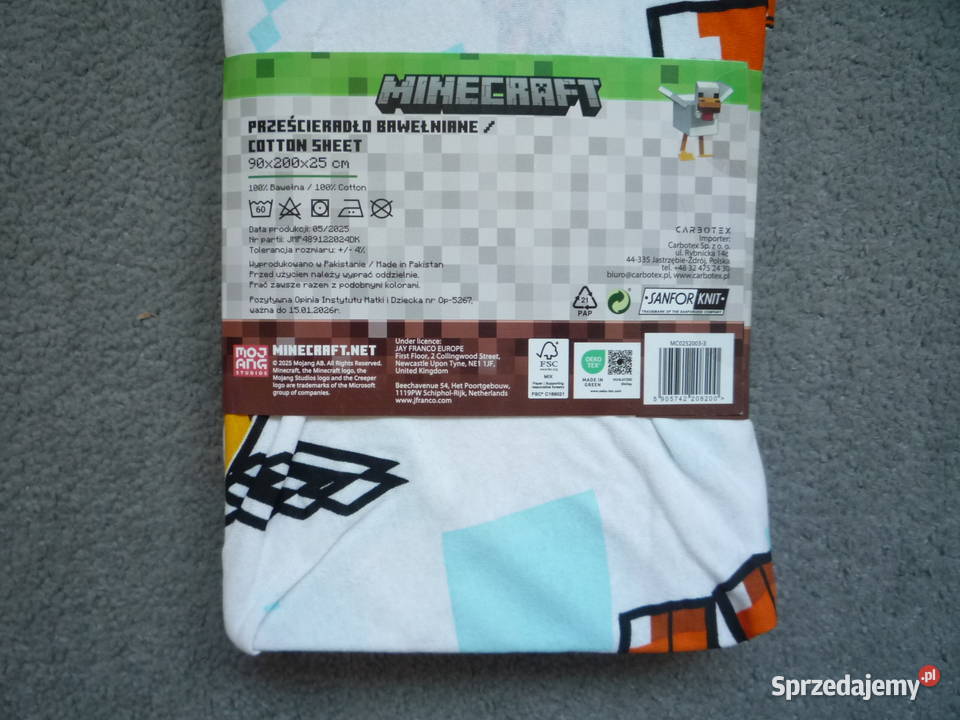 Minecratf Prześcieradło bawełniane jersey z zachodniopomorskie Szczecin sprzedam