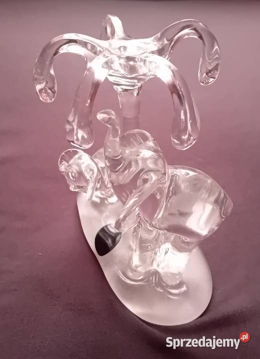 Ręcznie formowana kryształowa figurka dwa słonie Porcelana i szkło Koźminek