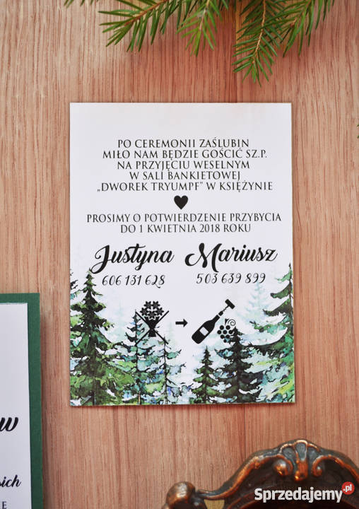 Wyjątkowe zaproszenia ślubne Greenery Stardust Białystok