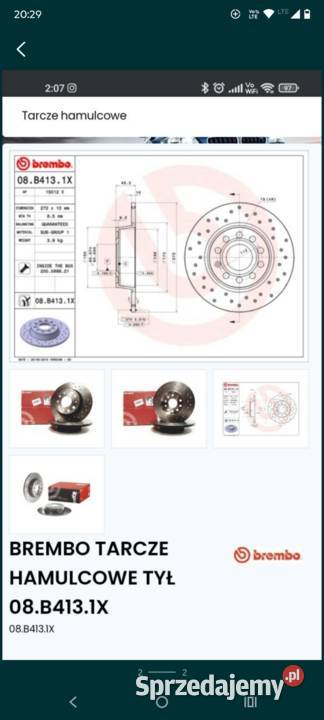 Tarcze Brembo Xtra 08B4131X osobowe Sosnowiec