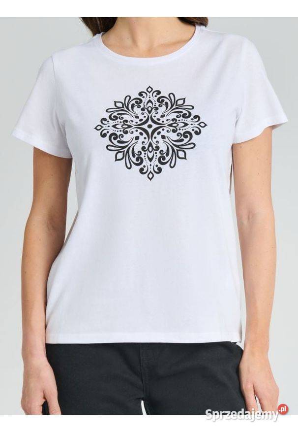 biały tshirt z nadrukiem Sinsay Olkusz
