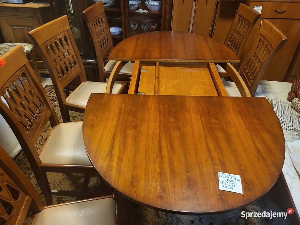 Owalny drewniany stół w stylu angielskim z 6 178cm Sypniewo