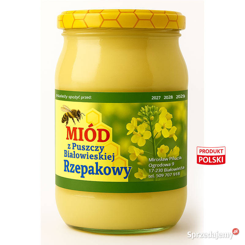 Miód rzepakowy naturalny z okolic Puszczy Białowieża sprzedam