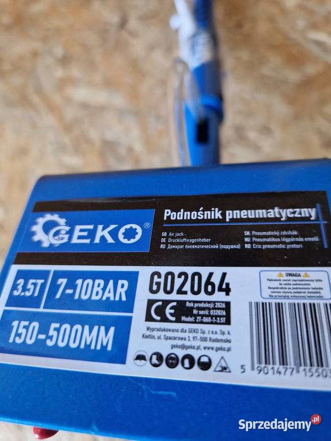 Podnośnik Pneumatyczny Bałwanek 35T GEKO G02064 Głogowa