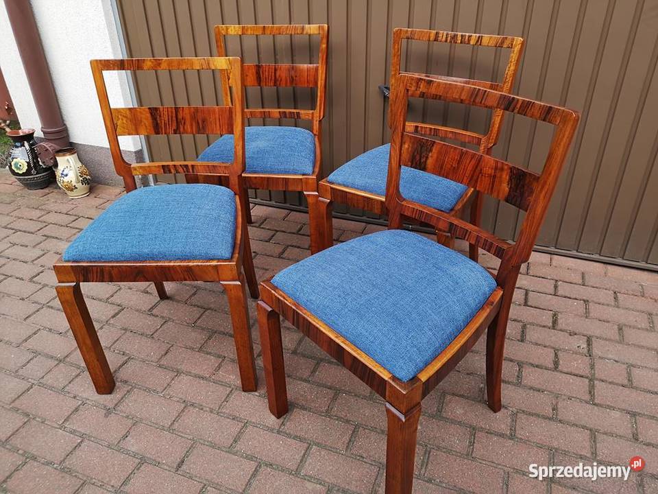 Krzesła ARTDECO Orzech Stare Antyk Komplet 4 Swarzędz