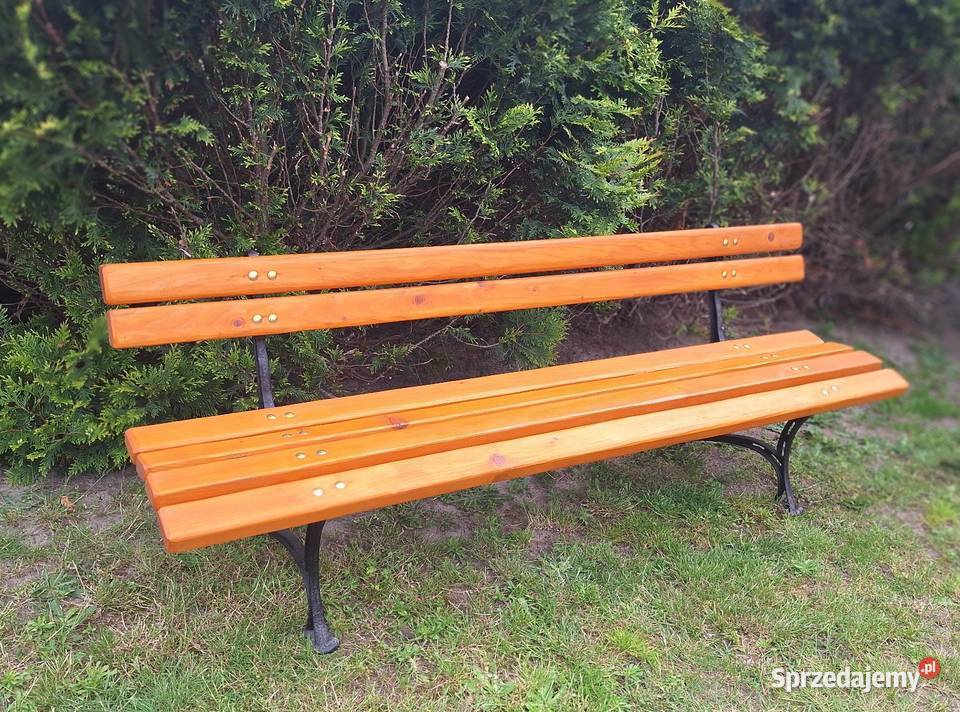 Ławka ogrodowa 200 grube deski żeliwne nogi styl Radzyń Podlaski