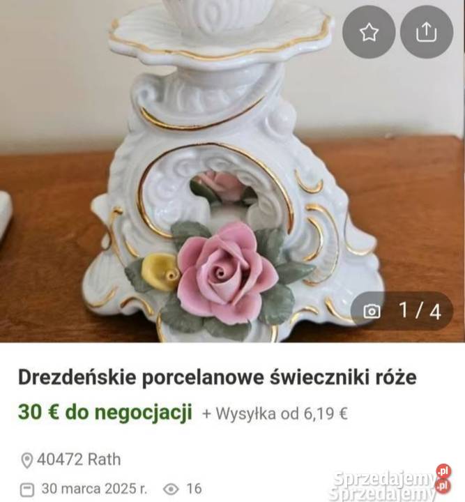 SANDISELL HFFNER CO DRESDEN FIGURALNY ŚWIECZNIK Pabianice