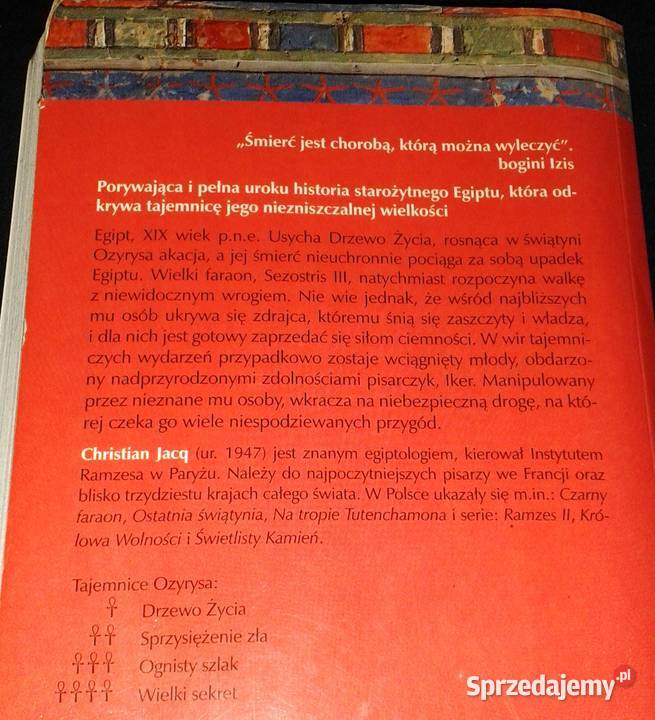Drzewo życia Tajemnice Ozyrysa Christian Jacq Rok wydania 2005 Chełm