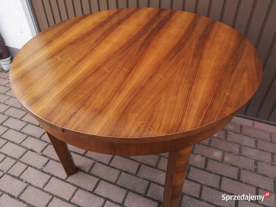 Stół ArtDeco Okrągły Orzech 110 Zgrabny Antyk Swarzędz