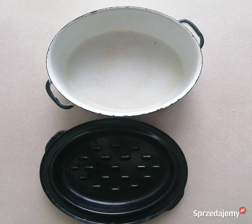 Gęsiarka brytfanna emaliowana z pokrywą Długość Łódź