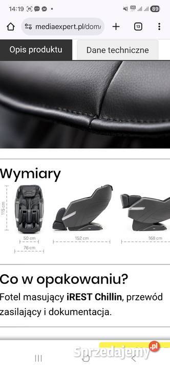 Sprzedam fotel masujący firmy irest chillin 50cm Częstochowa sprzedam