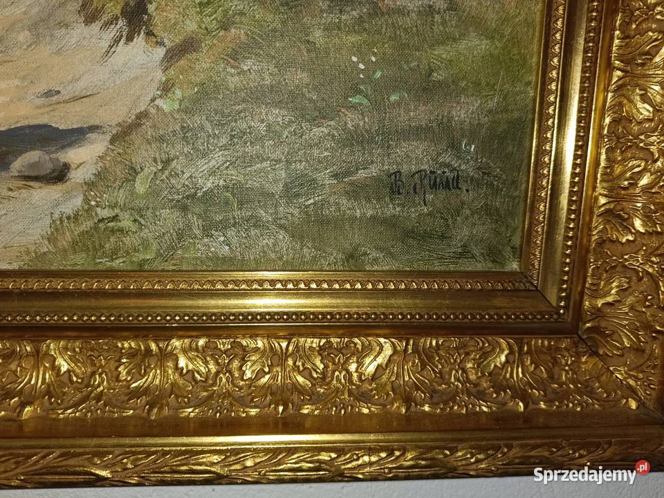 Obraz olejny na płótnie w pięknej ramie Lipno