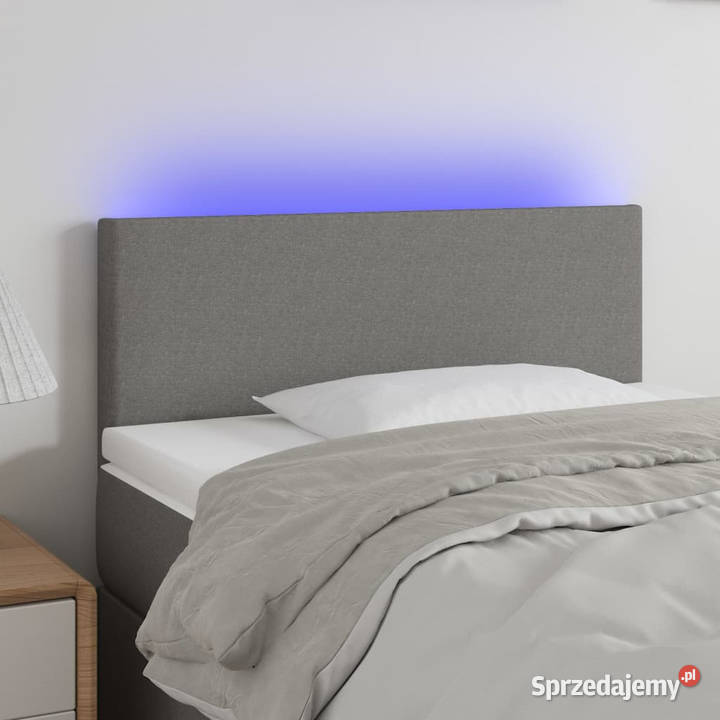 Zagłówek do łóżka z LED ciemnoszary 100x5x7888 Ramy i stelaże mazowieckie Warszawa