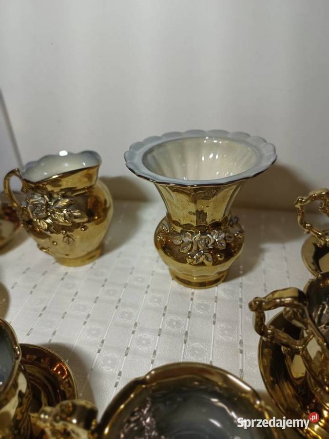 Zestaw do kawy pozłacany Porcelana i szkło Warszawa sprzedam