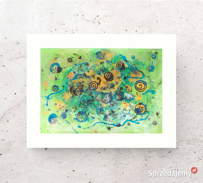 zielony rysunek A3 abstrakcyjny obraz złota Gdańsk