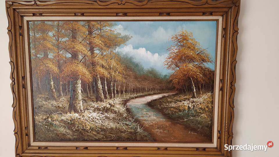 JESIENNA SCENA Eugen Kingman 1950 VINTAGE Malarstwo Piła