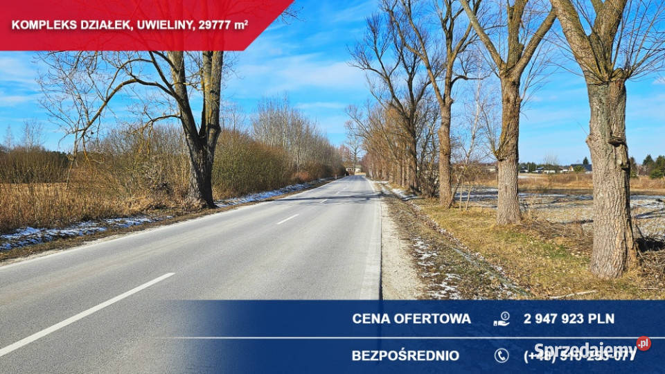 Kompleks 21 działek budowlanych 3ha Uwieliny gm