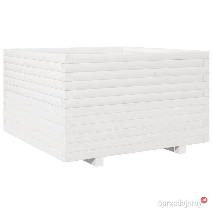 Donica ogrodowa biała 80x80x495 lite drewno mazowieckie