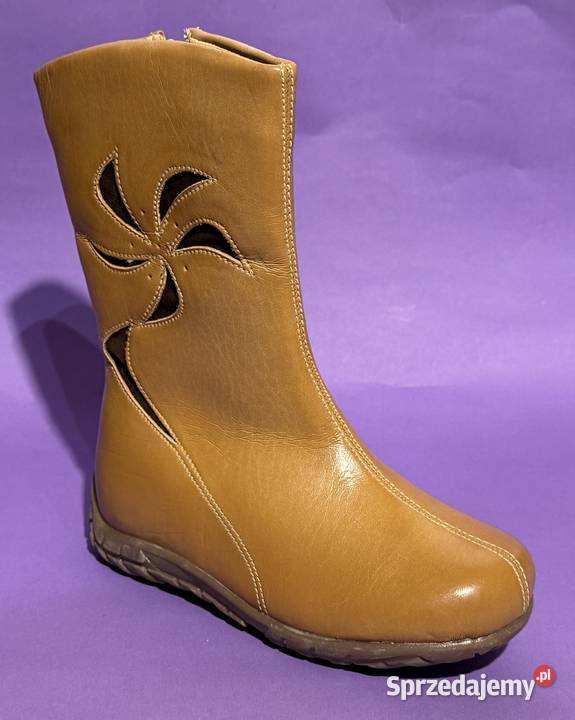 Beżowe ocieplane dziewczęce kozaki rozmiar 32 Kozaczki Żyrardów