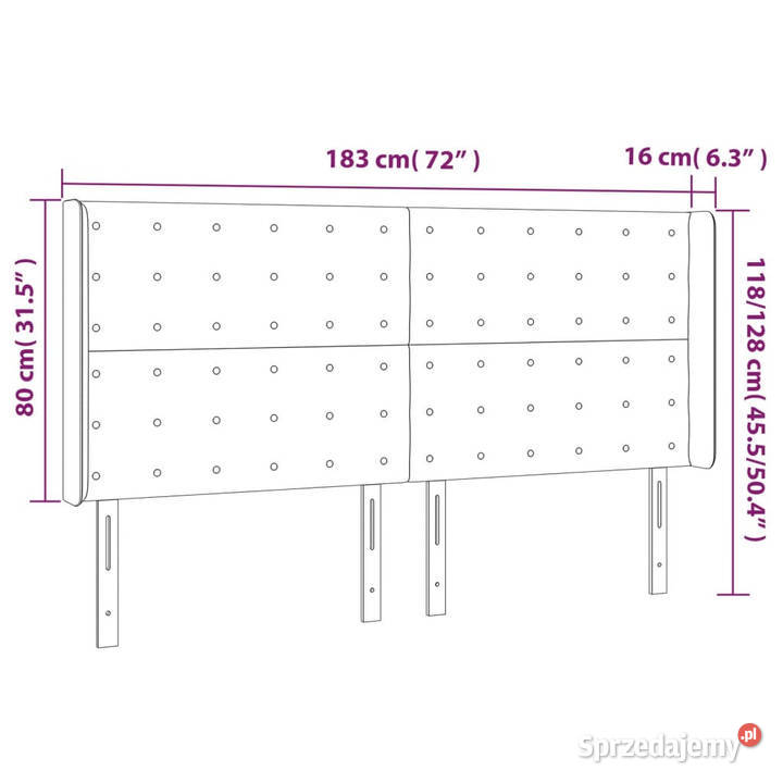 Zagłówek do łóżka z LED jasnoszary 183x16x118128 Warszawa