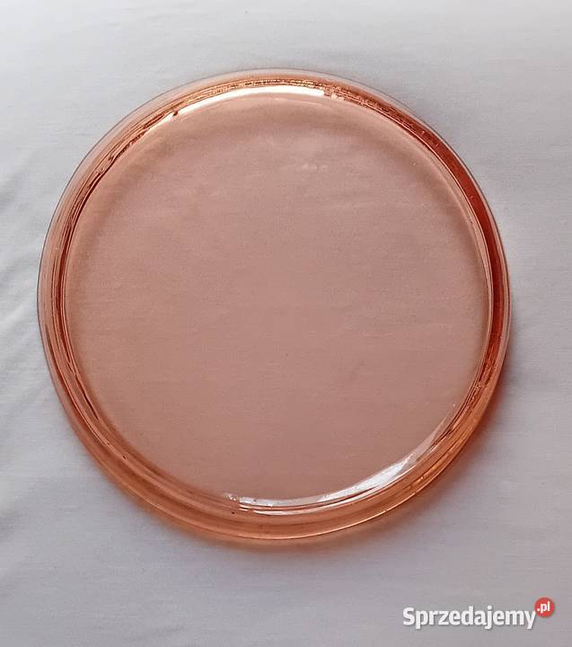 Różowa tacka pod karafkę i kieliszki huta Porcelana i szkło Koźminek