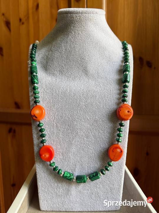 Naszyjnik koral malachit rękodzieło 60 Legnica sprzedam
