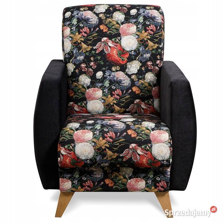 Fotel Tradycyjny Uszak Patchwork Stylowy Wygodny 103cm Fotele