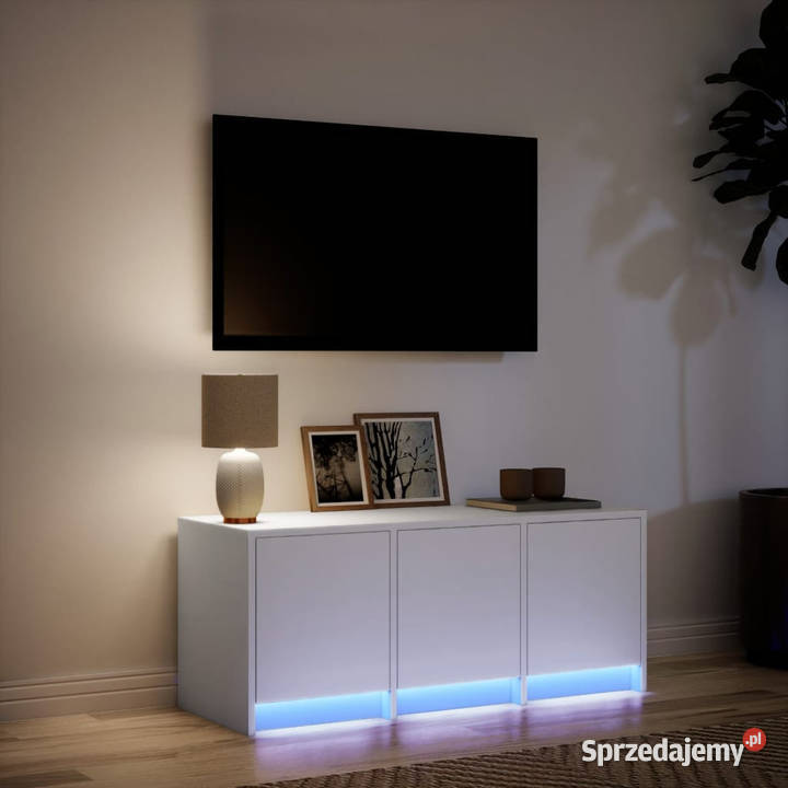 Szafka TV z LED biała 97x34x40 materiał mazowieckie Warszawa