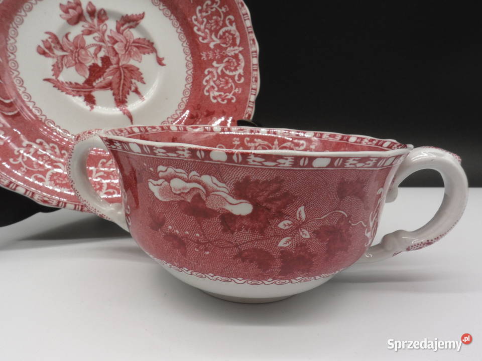 Angielska Bulionówka ze Spodkiem Spode Pink wielkopolskie Raszków