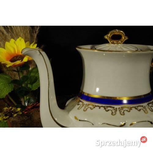 Dzbanek do kawy porcelana Karowice złocony