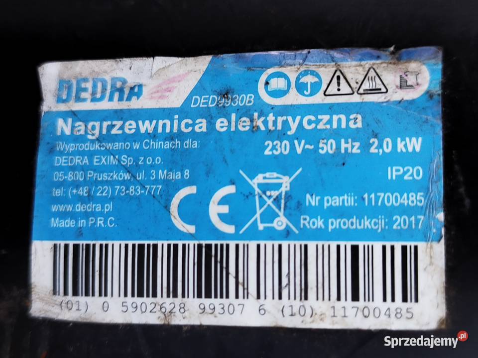 Dedra grzejnik nagrzewnica termowentylator 2 kW Iwanowice Dworskie