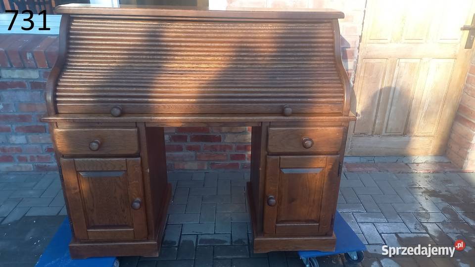 Biurko dębowe drewniane z roletą Sekretarzyk 731 Gawroniec