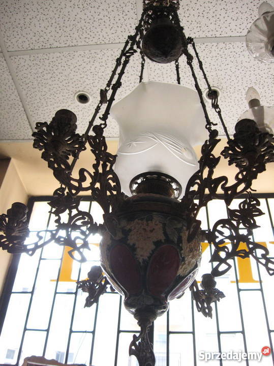 Lampa naftowa wisząca XIX w oryginał Poznań