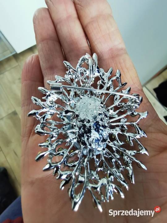 Broszka damska turkusowy kwiat Dodatki Kraków