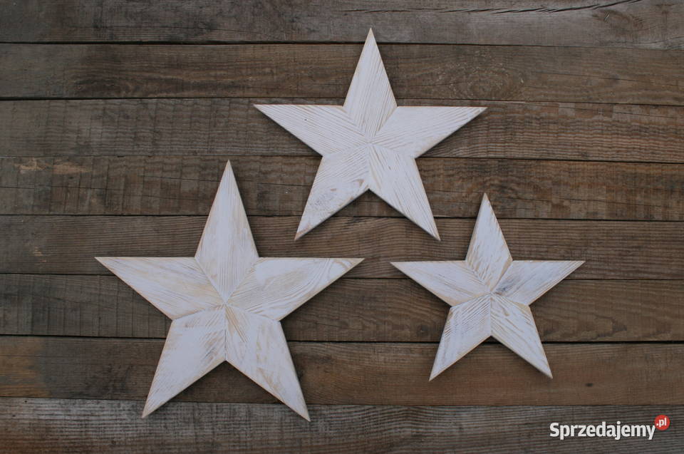 Gwiazdy drewniane rustykalne 3 sztuki zestaw sprzedam