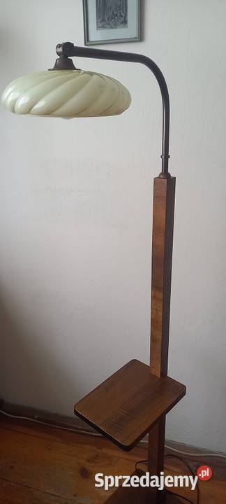 Drewniana lampa w stylu Art Deco z półką ruchome łódzkie Skierniewice