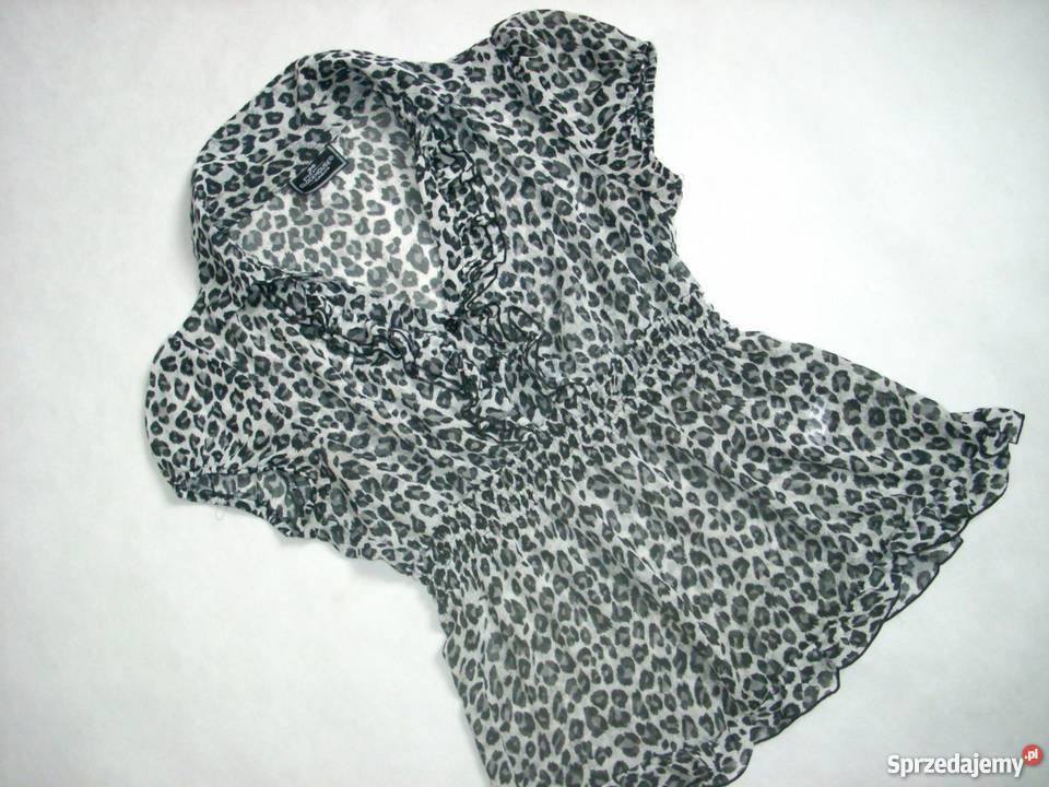Clockhouse Bluzka Czarno Szara Panterka 36 38 krótki Nowy Sącz