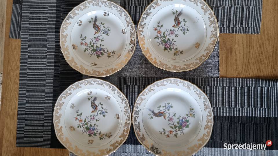 Talerze Z Rajskim Ptakiem głębokie Porcelana Wola Podłężna