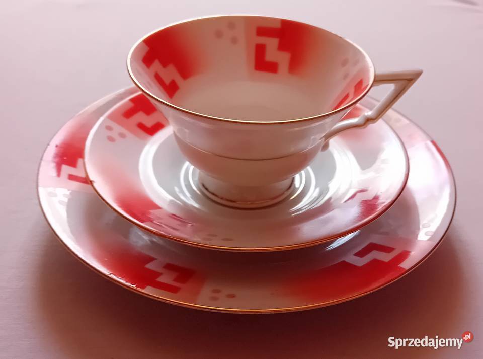 Trio śniadaniowe art deco zdobienia Spritzdekor sprzedam