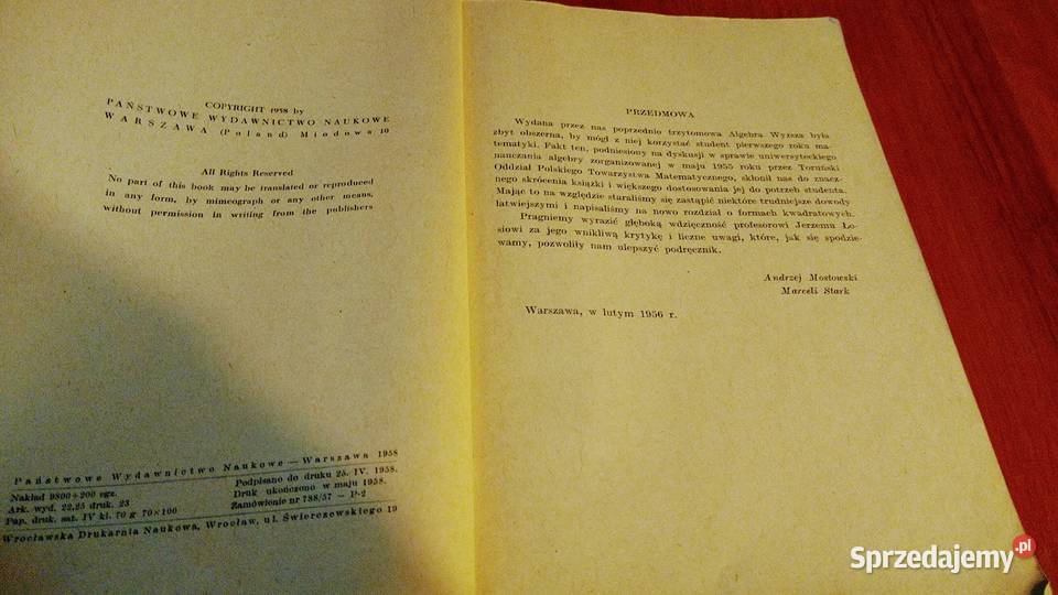 Elementy Algebry Wyższej Mostowski Stark Gdańsk