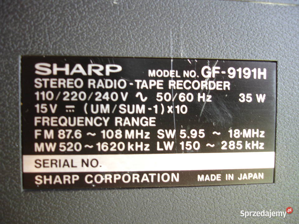 Radiomagnetofon SHARP GF9191 Zielona Góra