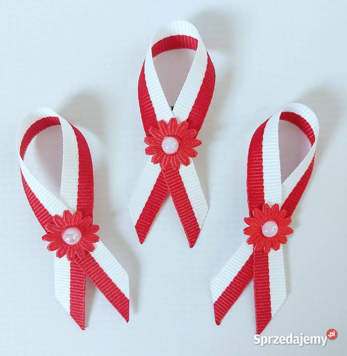 Kotylion narodowy kokardka kwiatuszek perełka 5 Radzyń Podlaski