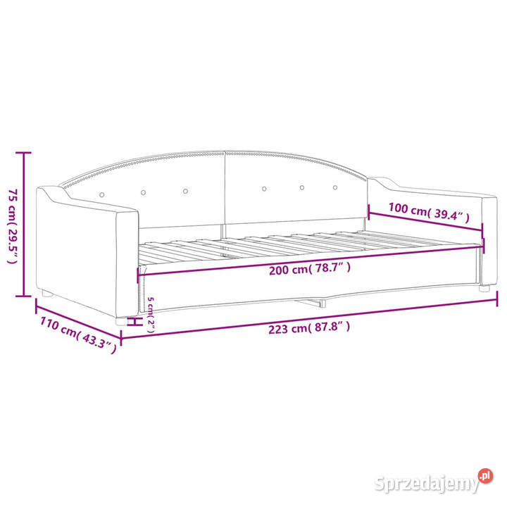 Sofa z funkcją spania czarna obita tkaniną Warszawa sprzedam